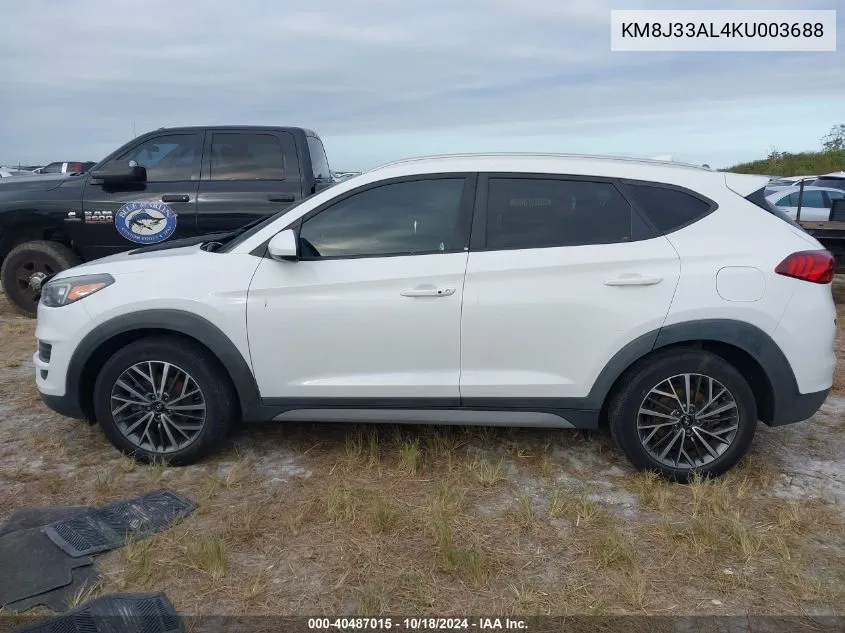 2019 Hyundai Tucson Sel VIN: KM8J33AL4KU003688 Lot: 40487015