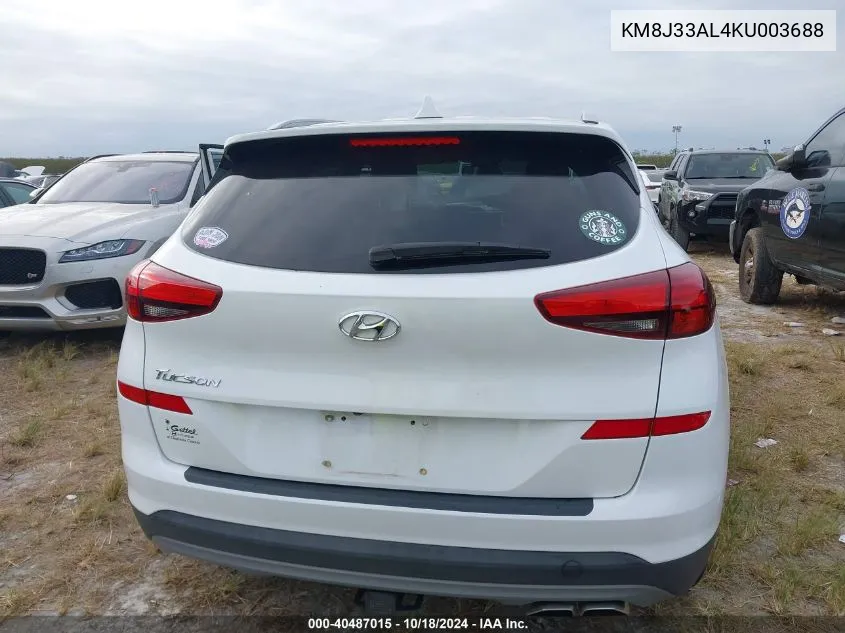 2019 Hyundai Tucson Sel VIN: KM8J33AL4KU003688 Lot: 40487015