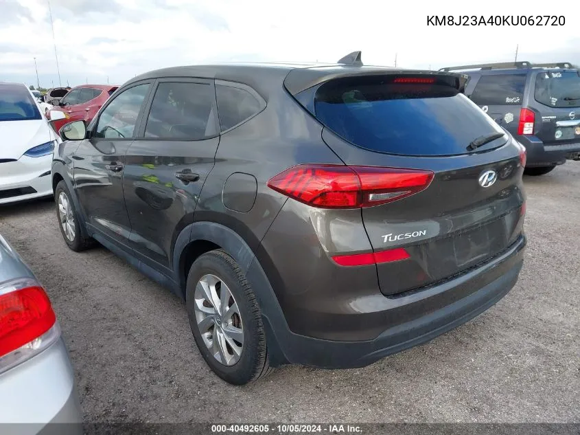 2019 Hyundai Tucson Se VIN: KM8J23A40KU062720 Lot: 40492605