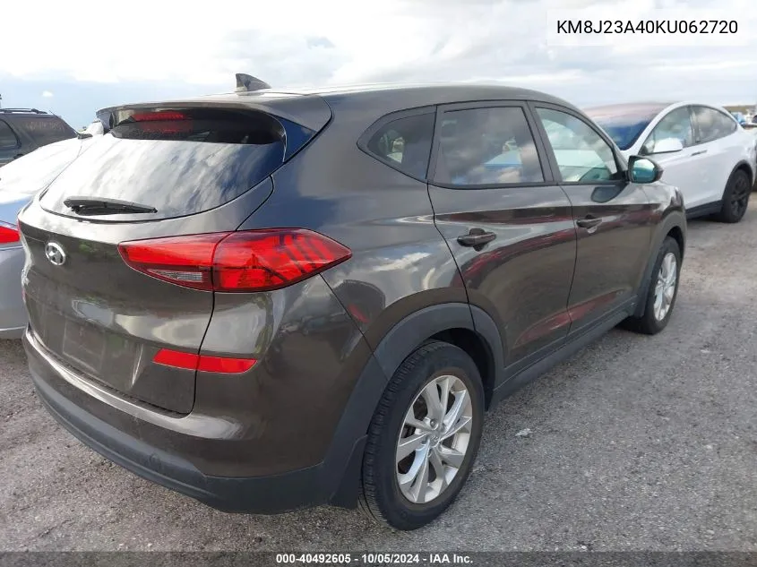 2019 Hyundai Tucson Se VIN: KM8J23A40KU062720 Lot: 40492605