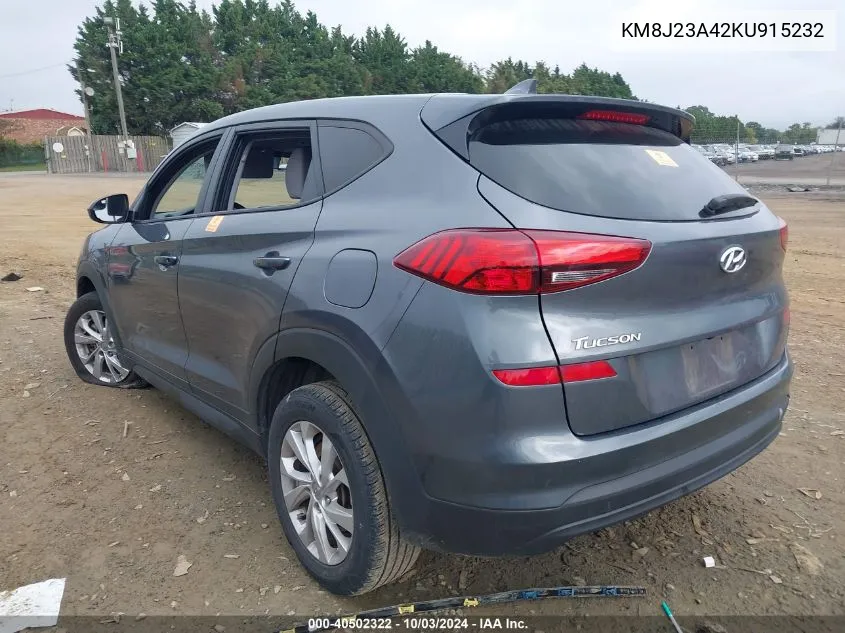 2019 Hyundai Tucson Se VIN: KM8J23A42KU915232 Lot: 40502322