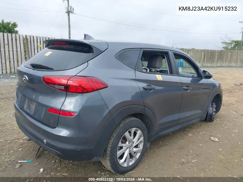 2019 Hyundai Tucson Se VIN: KM8J23A42KU915232 Lot: 40502322