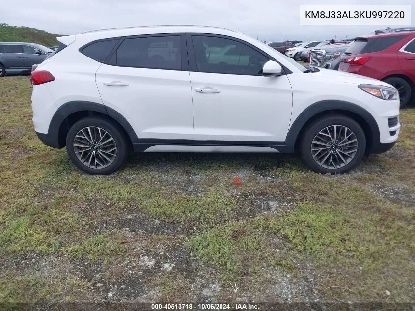 2019 Hyundai Tucson Limited/Sel/Sport/Ultimat VIN: KM8J33AL3KU997220 Lot: 40513718