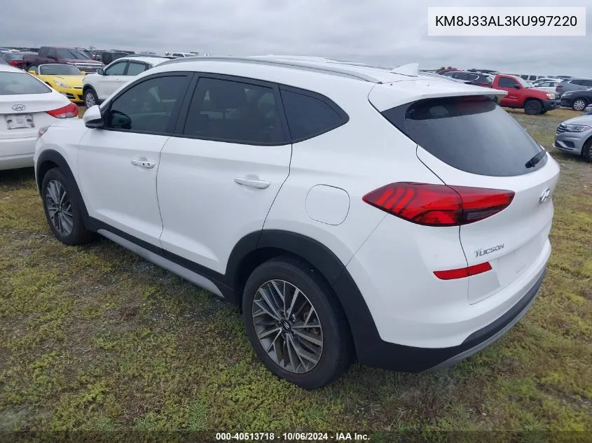 2019 Hyundai Tucson Limited/Sel/Sport/Ultimat VIN: KM8J33AL3KU997220 Lot: 40513718