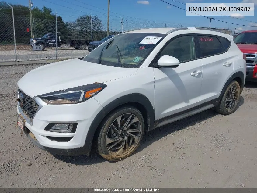 2019 Hyundai Tucson Limited/Sel/Sport/Ultimate/Value/Night VIN: KM8J33AL7KU039987 Lot: 40523566