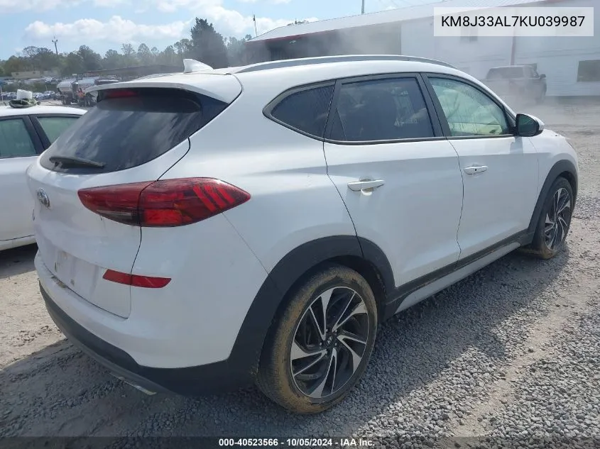 2019 Hyundai Tucson Limited/Sel/Sport/Ultimate/Value/Night VIN: KM8J33AL7KU039987 Lot: 40523566