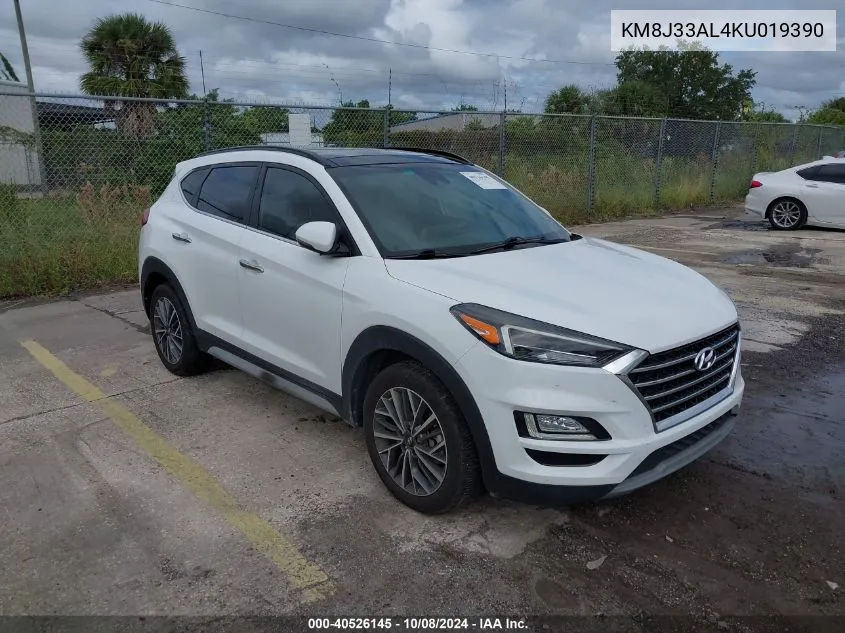 2019 Hyundai Tucson Limited/Sel/Sport/Ultimat VIN: KM8J33AL4KU019390 Lot: 40526145