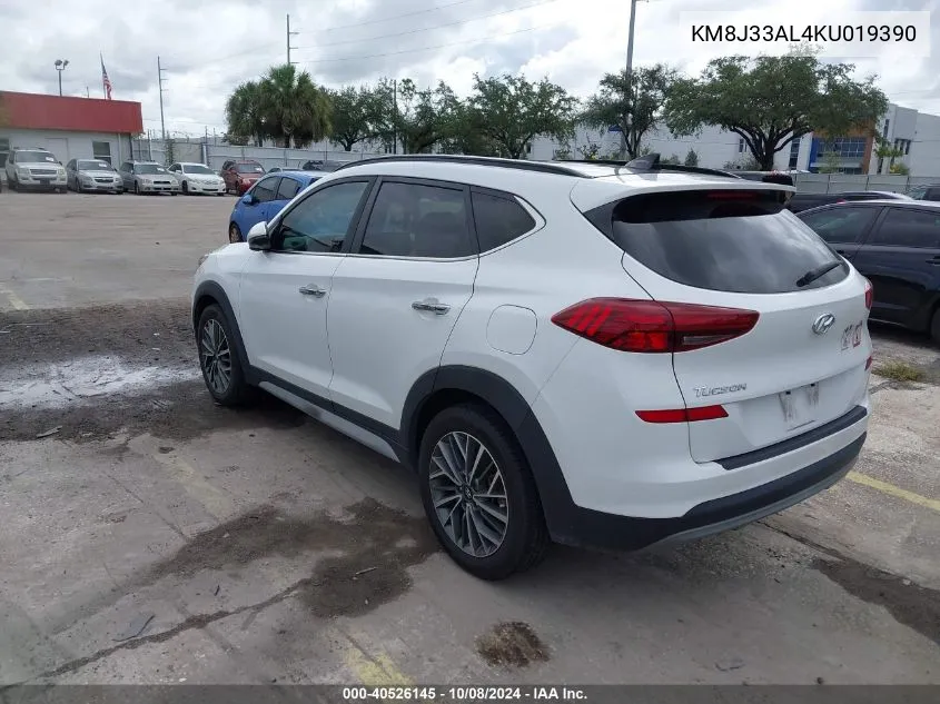 2019 Hyundai Tucson Limited/Sel/Sport/Ultimat VIN: KM8J33AL4KU019390 Lot: 40526145