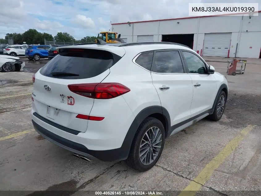 2019 Hyundai Tucson Limited/Sel/Sport/Ultimat VIN: KM8J33AL4KU019390 Lot: 40526145