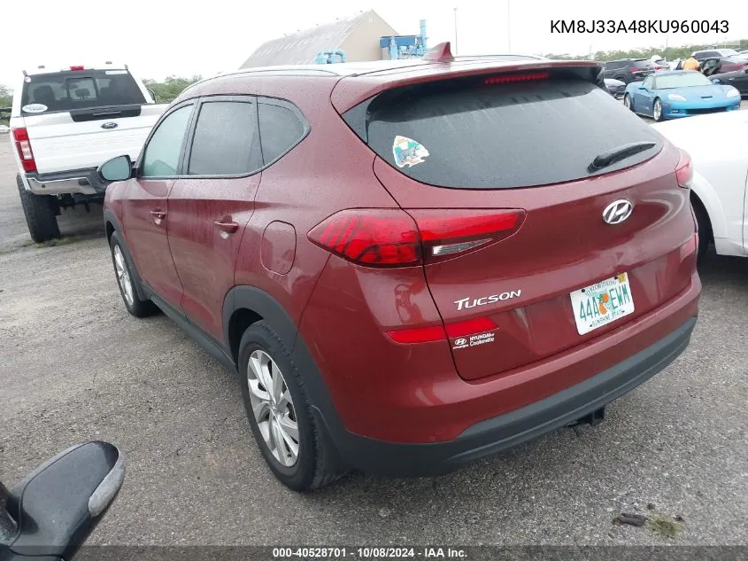 2019 Hyundai Tucson Value VIN: KM8J33A48KU960043 Lot: 40528701