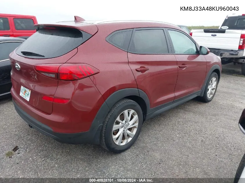 2019 Hyundai Tucson Value VIN: KM8J33A48KU960043 Lot: 40528701