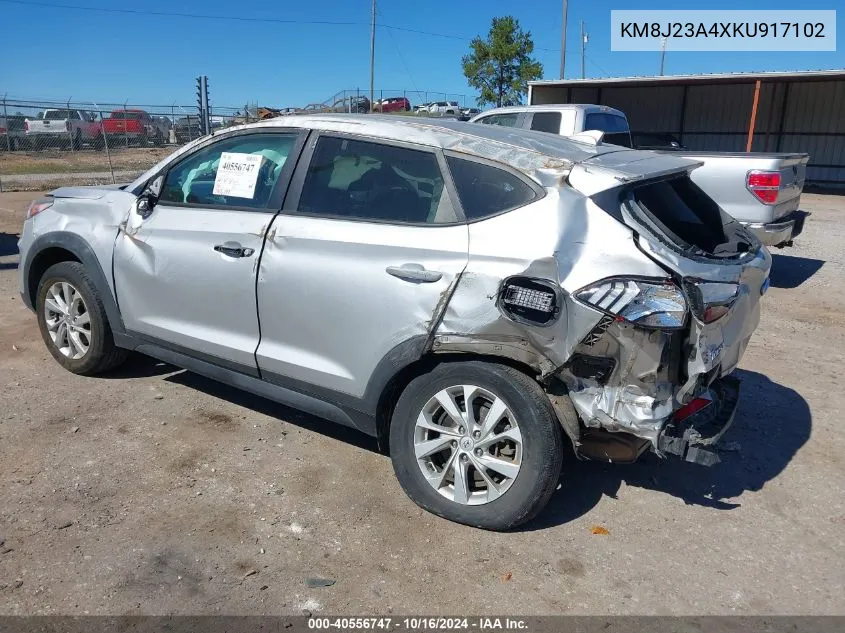 2019 Hyundai Tucson Se VIN: KM8J23A4XKU917102 Lot: 40556747