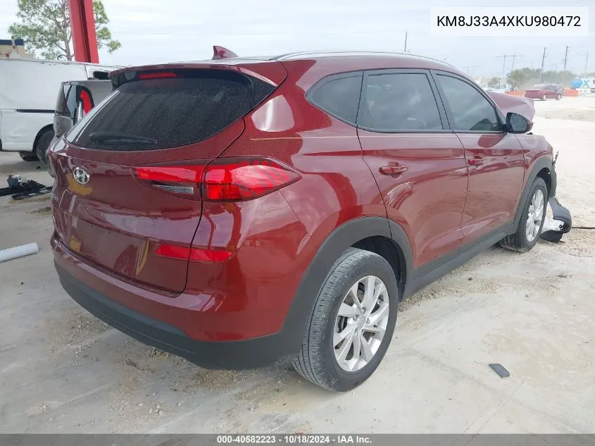 2019 Hyundai Tucson Value VIN: KM8J33A4XKU980472 Lot: 40582223