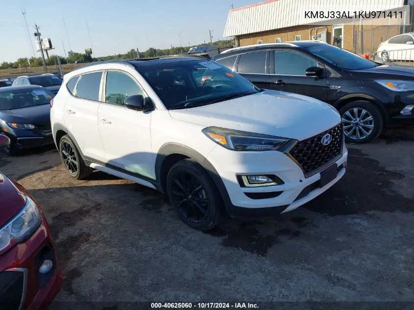 2019 Hyundai Tucson Night VIN: KM8J33AL1KU971411 Lot: 40625060