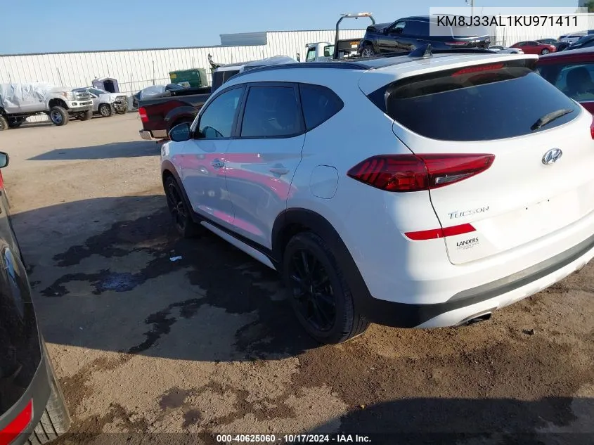 2019 Hyundai Tucson Night VIN: KM8J33AL1KU971411 Lot: 40625060