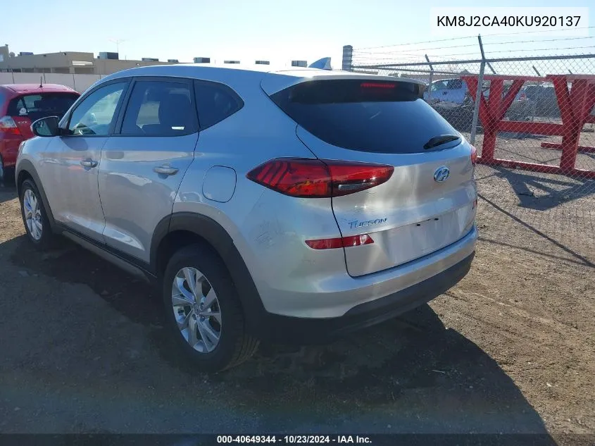 2019 Hyundai Tucson Se VIN: KM8J2CA40KU920137 Lot: 40649344