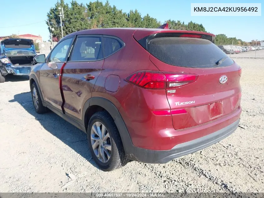 2019 Hyundai Tucson Se VIN: KM8J2CA42KU956492 Lot: 40657597