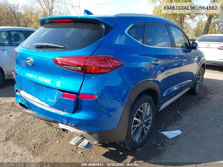 2019 Hyundai Tucson Limited VIN: KM8J33AL9KU964562 Lot: 40664533