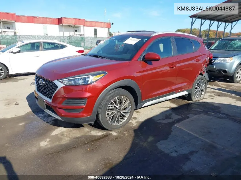 2019 Hyundai Tucson Sel VIN: KM8J33AL6KU044887 Lot: 40692688