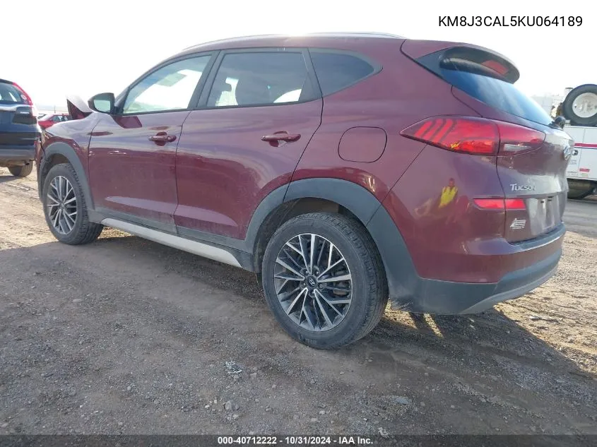 2019 Hyundai Tucson Sel VIN: KM8J3CAL5KU064189 Lot: 40712222