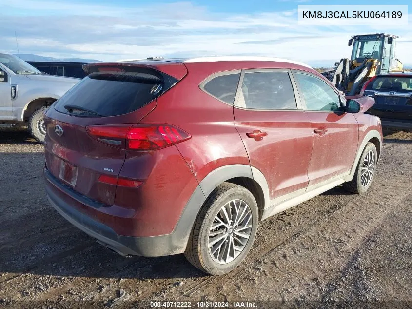 2019 Hyundai Tucson Sel VIN: KM8J3CAL5KU064189 Lot: 40712222