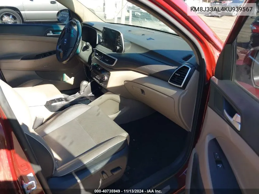 2019 Hyundai Tucson VIN: KM8J33AL4KU939567 Lot: 40735949