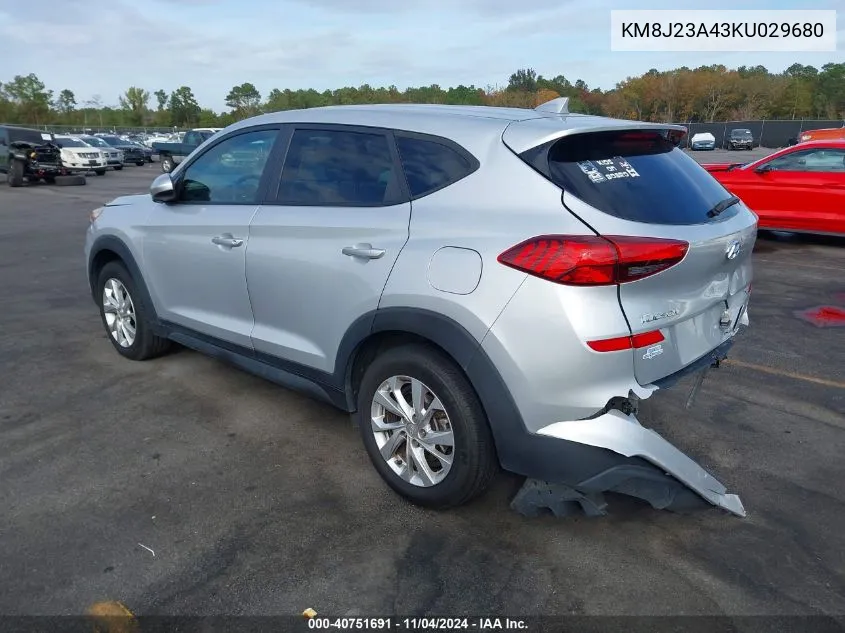 2019 Hyundai Tucson Se VIN: KM8J23A43KU029680 Lot: 40751691