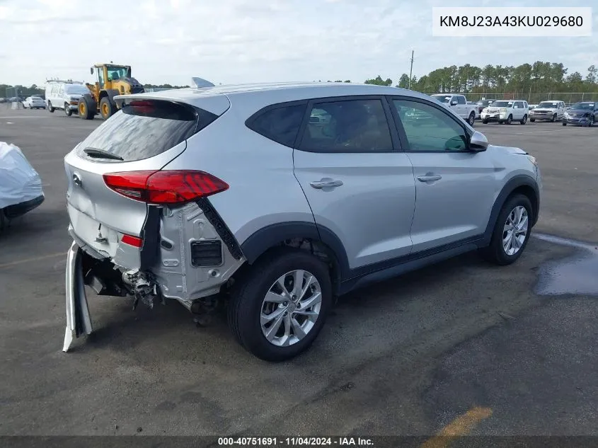 2019 Hyundai Tucson Se VIN: KM8J23A43KU029680 Lot: 40751691