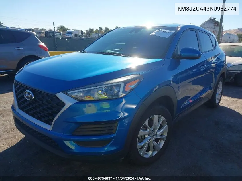 2019 Hyundai Tucson Se VIN: KM8J2CA43KU952774 Lot: 40754837