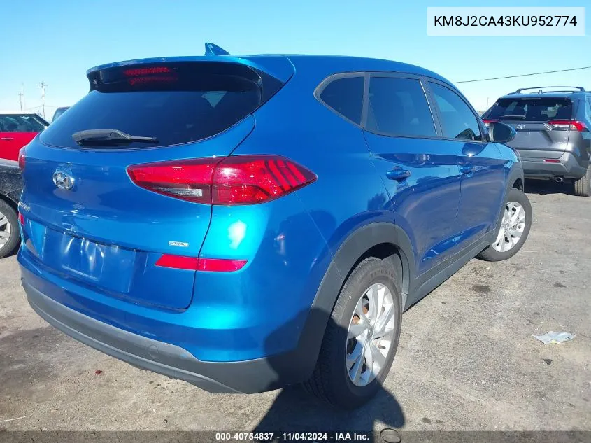 2019 Hyundai Tucson Se VIN: KM8J2CA43KU952774 Lot: 40754837