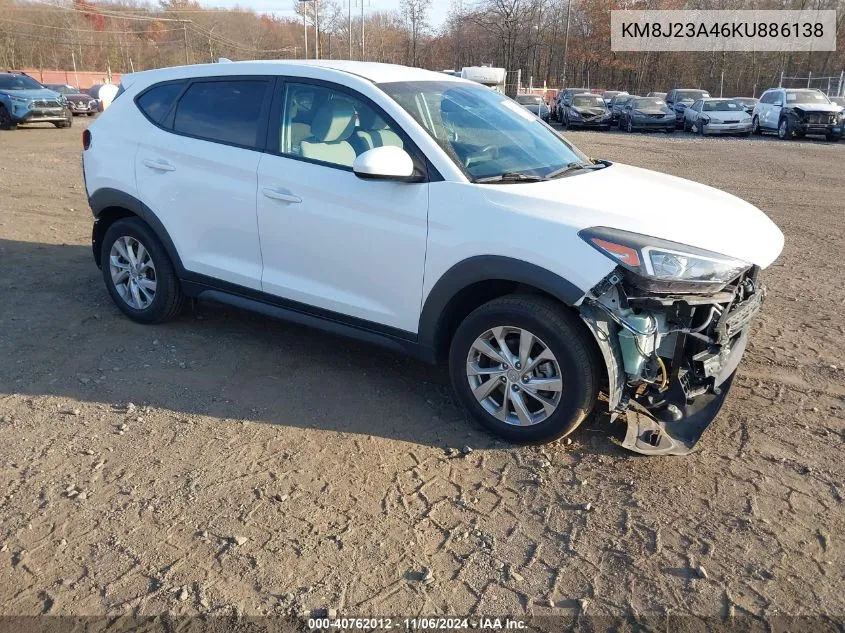 2019 Hyundai Tucson Se VIN: KM8J23A46KU886138 Lot: 40762012