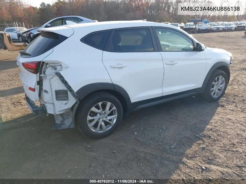 2019 Hyundai Tucson Se VIN: KM8J23A46KU886138 Lot: 40762012