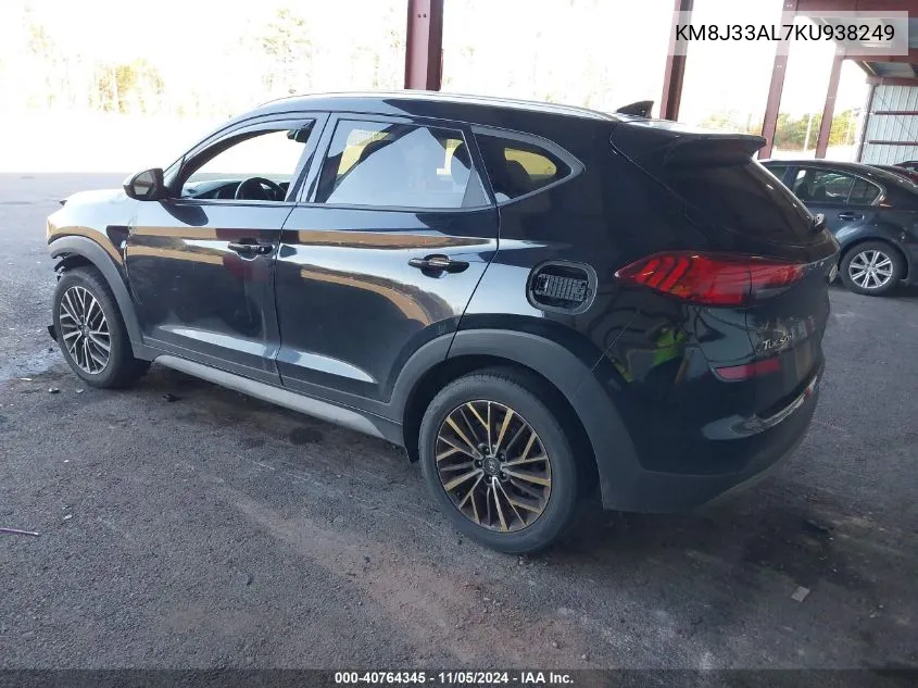 2019 Hyundai Tucson Sel VIN: KM8J33AL7KU938249 Lot: 40764345