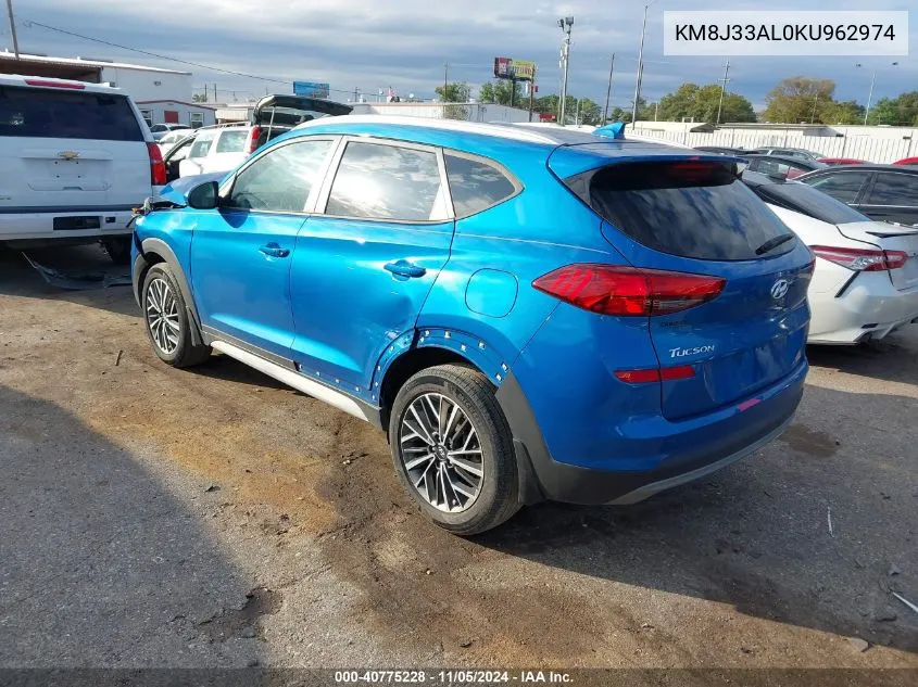 2019 Hyundai Tucson Sel VIN: KM8J33AL0KU962974 Lot: 40775228