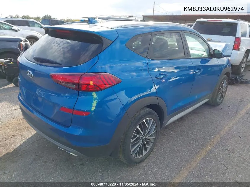 2019 Hyundai Tucson Sel VIN: KM8J33AL0KU962974 Lot: 40775228