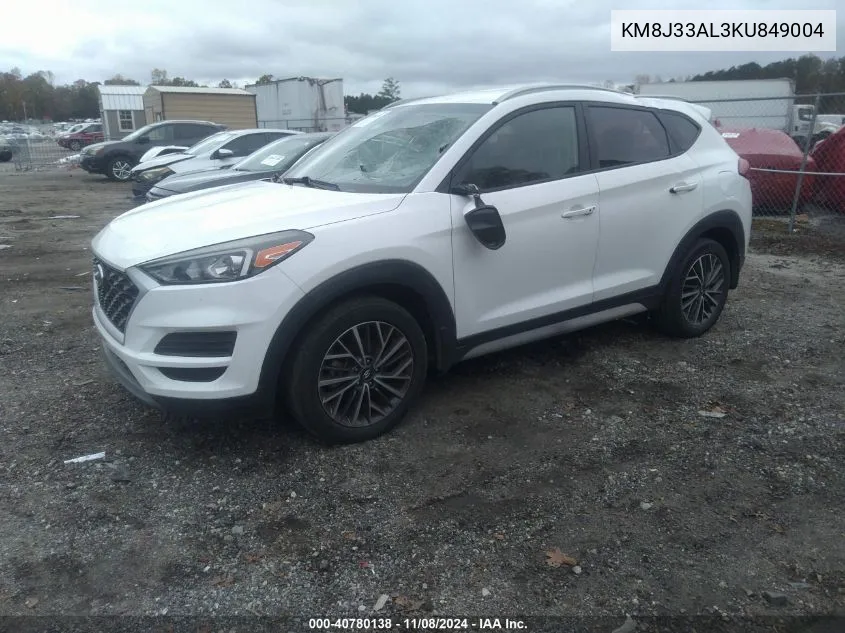 2019 Hyundai Tucson Sel VIN: KM8J33AL3KU849004 Lot: 40780138