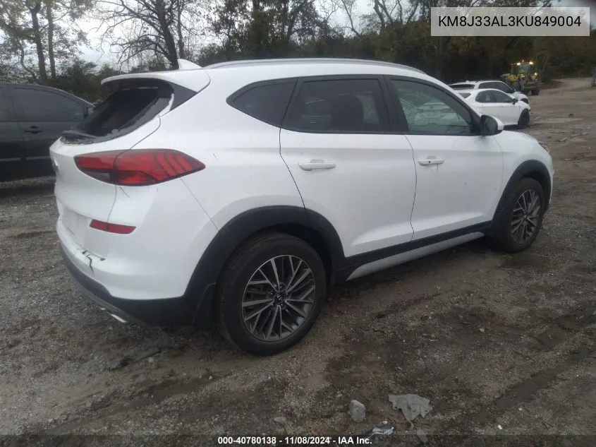 2019 Hyundai Tucson Sel VIN: KM8J33AL3KU849004 Lot: 40780138