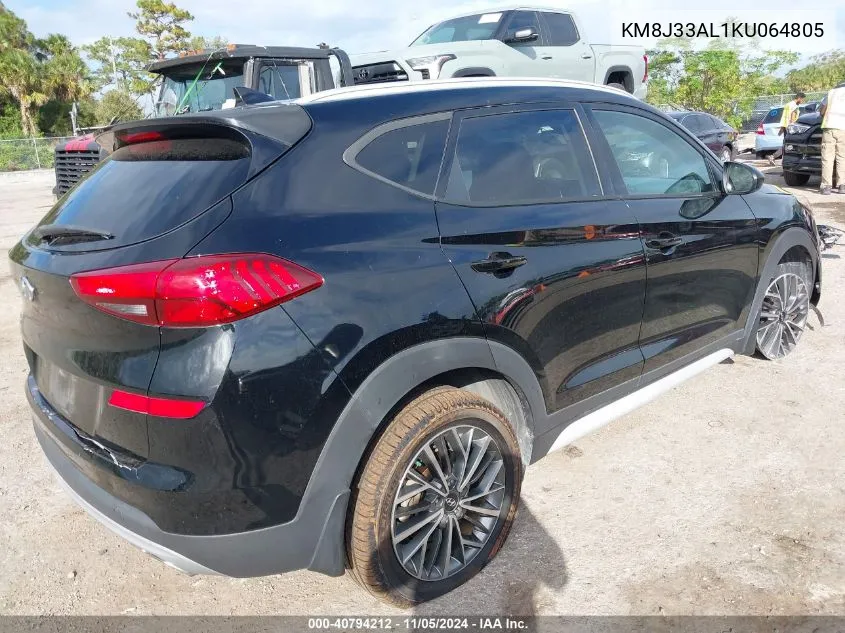 2019 Hyundai Tucson Sel VIN: KM8J33AL1KU064805 Lot: 40794212