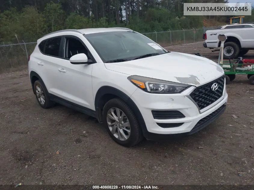 2019 Hyundai Tucson Value VIN: KM8J33A45KU002445 Lot: 40808228