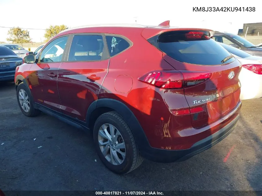 2019 Hyundai Tucson Value VIN: KM8J33A42KU941438 Lot: 40817821