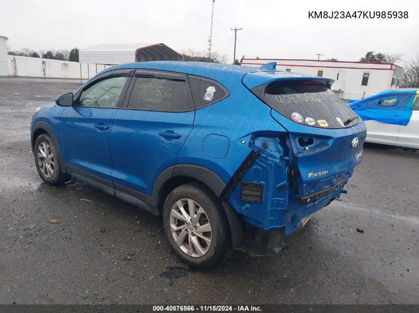 2019 Hyundai Tucson Se VIN: KM8J23A47KU985938 Lot: 40876566