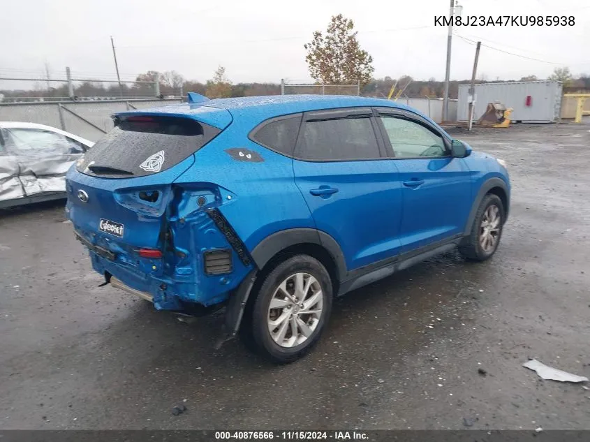 2019 Hyundai Tucson Se VIN: KM8J23A47KU985938 Lot: 40876566