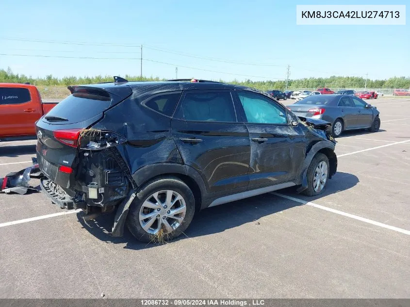 2020 Hyundai Tucson Limited/Sel/Sport/Ultimate/Value VIN: KM8J3CA42LU274713 Lot: 12086732