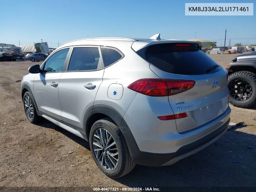 2020 Hyundai Tucson Sel VIN: KM8J33AL2LU171461 Lot: 40477321