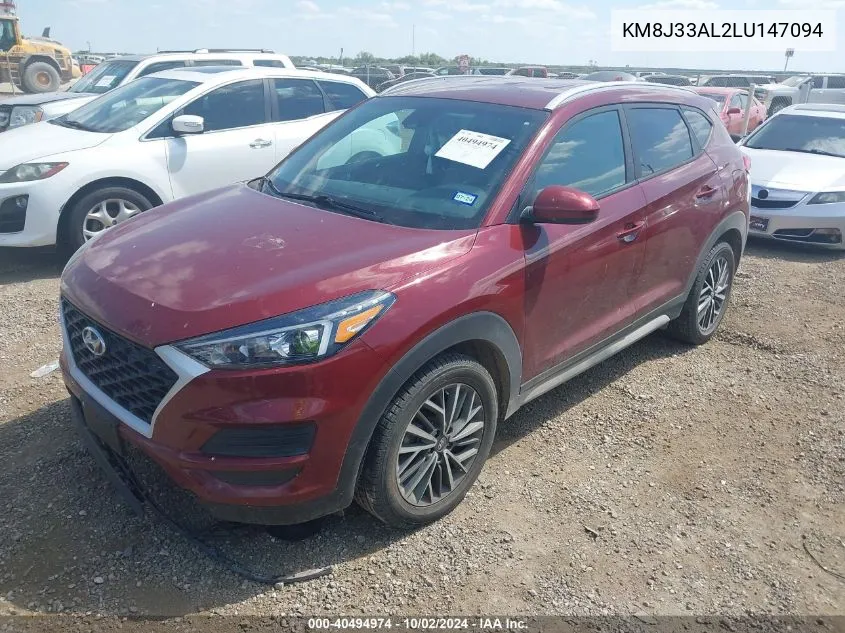 2020 Hyundai Tucson Sel VIN: KM8J33AL2LU147094 Lot: 40494974