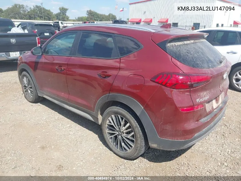 2020 Hyundai Tucson Sel VIN: KM8J33AL2LU147094 Lot: 40494974