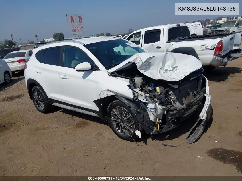 2020 Hyundai Tucson Sel VIN: KM8J33AL5LU143136 Lot: 40506731