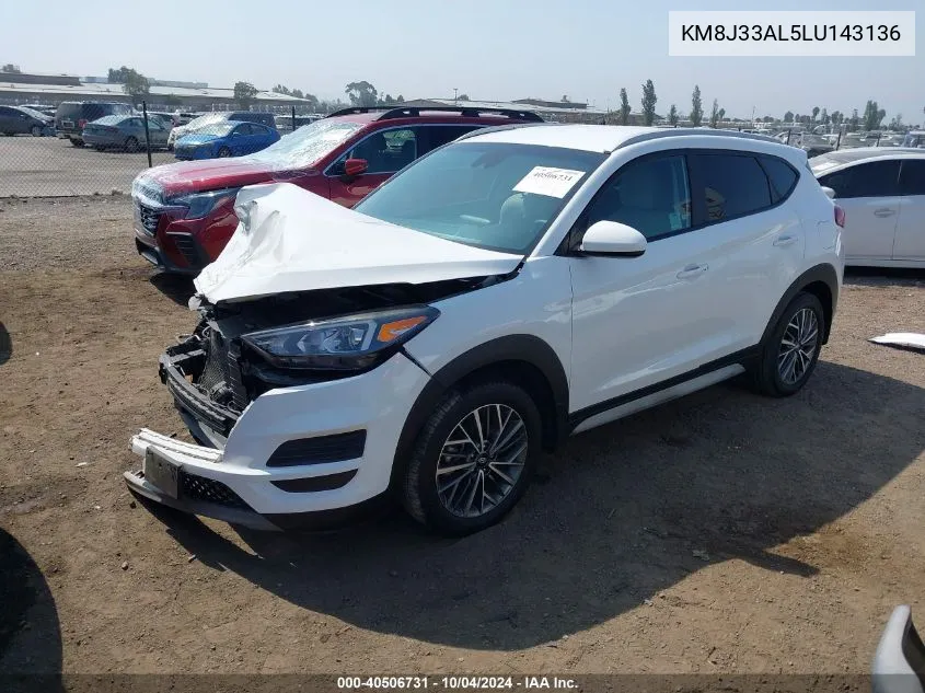 2020 Hyundai Tucson Sel VIN: KM8J33AL5LU143136 Lot: 40506731