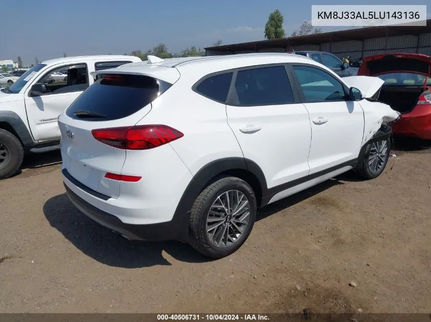 2020 Hyundai Tucson Sel VIN: KM8J33AL5LU143136 Lot: 40506731