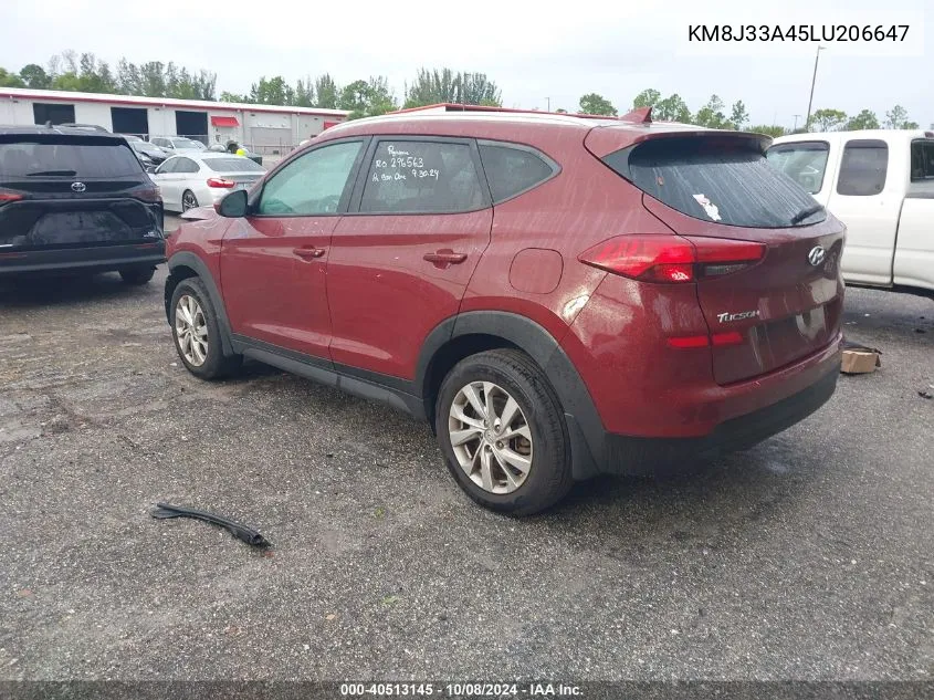 2020 Hyundai Tucson Limited/Sel/Sport/Ultimat VIN: KM8J33A45LU206647 Lot: 40513145